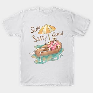 "Sun Salt Sand" Funny Skeleton T-Shirt